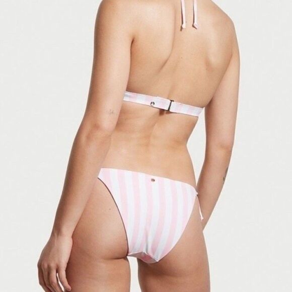 VICTORIA’S SECRET STRIPE HALTER PADDED TOP & BIKINI‎ BOTTOM SET LARGE - Picture 2 of 8